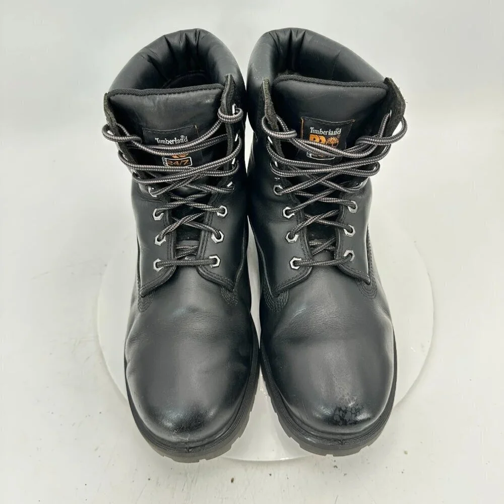 Timberland Pro Men Size 11.5W A1W6M Black Leather Wide Direct Attach Work Boot